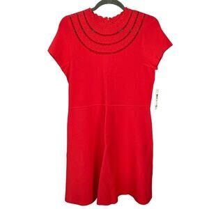 Eliza J Knit A Line Dress with Eyelet Lace Neck Line Plus Size Women 2X NWT